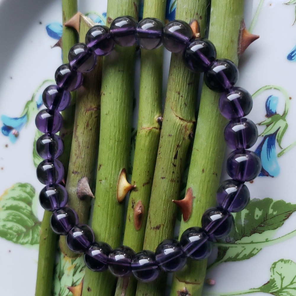 2/$30 Purple Glass Beaded Stretch Bracelet. NWT